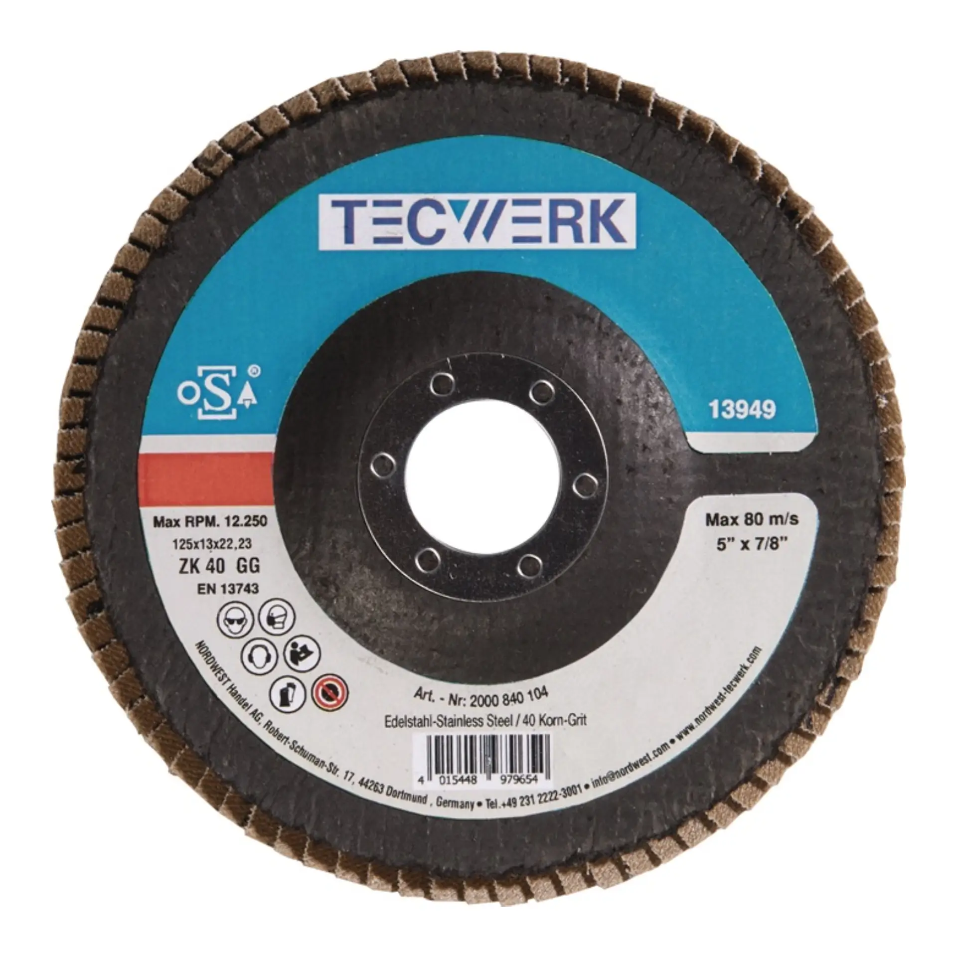 TECWERK Fächerscheibe Kehlnaht INOX Zirkonkorund konisch