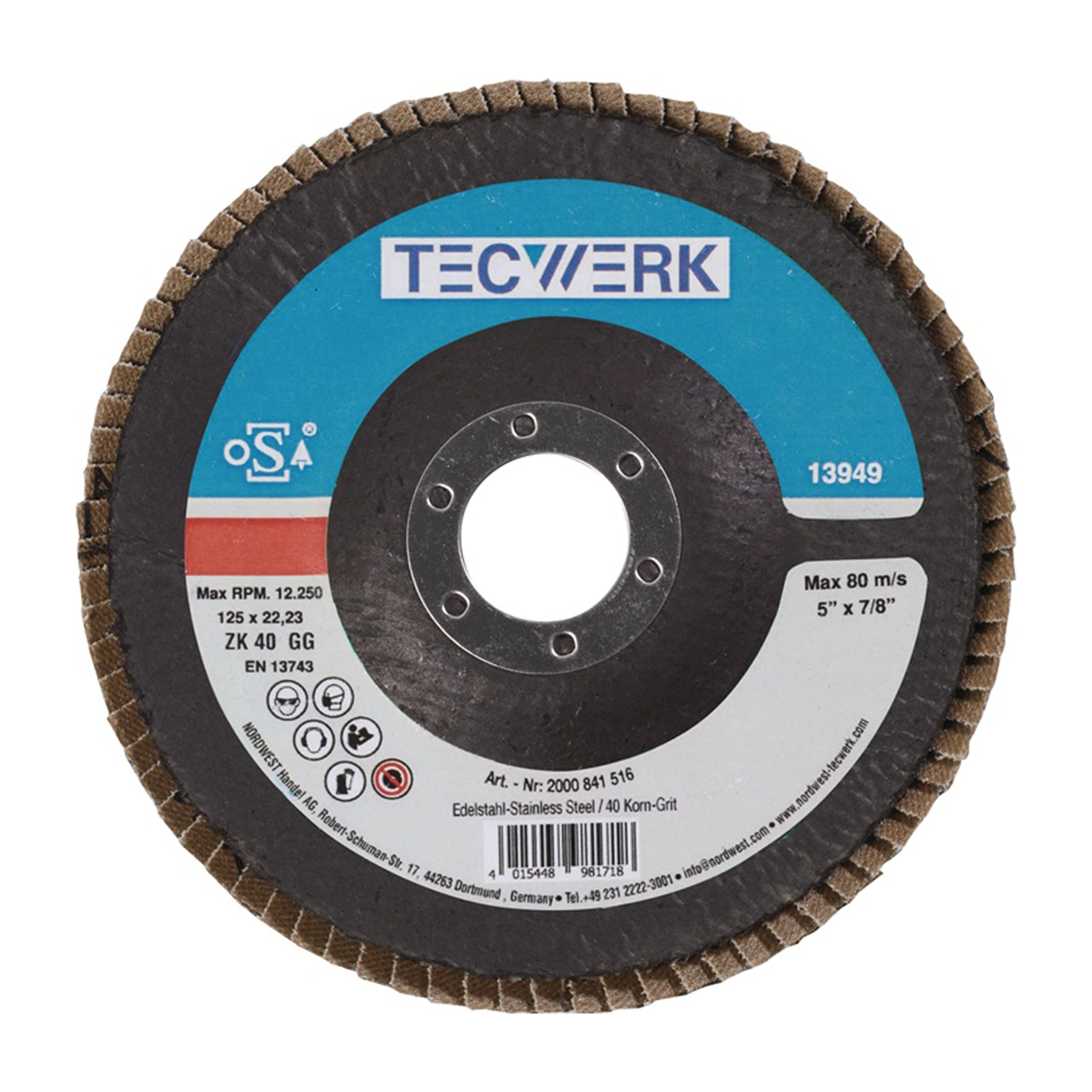 TECWERK Fächerscheibe konisch INOX Zirkonkorund