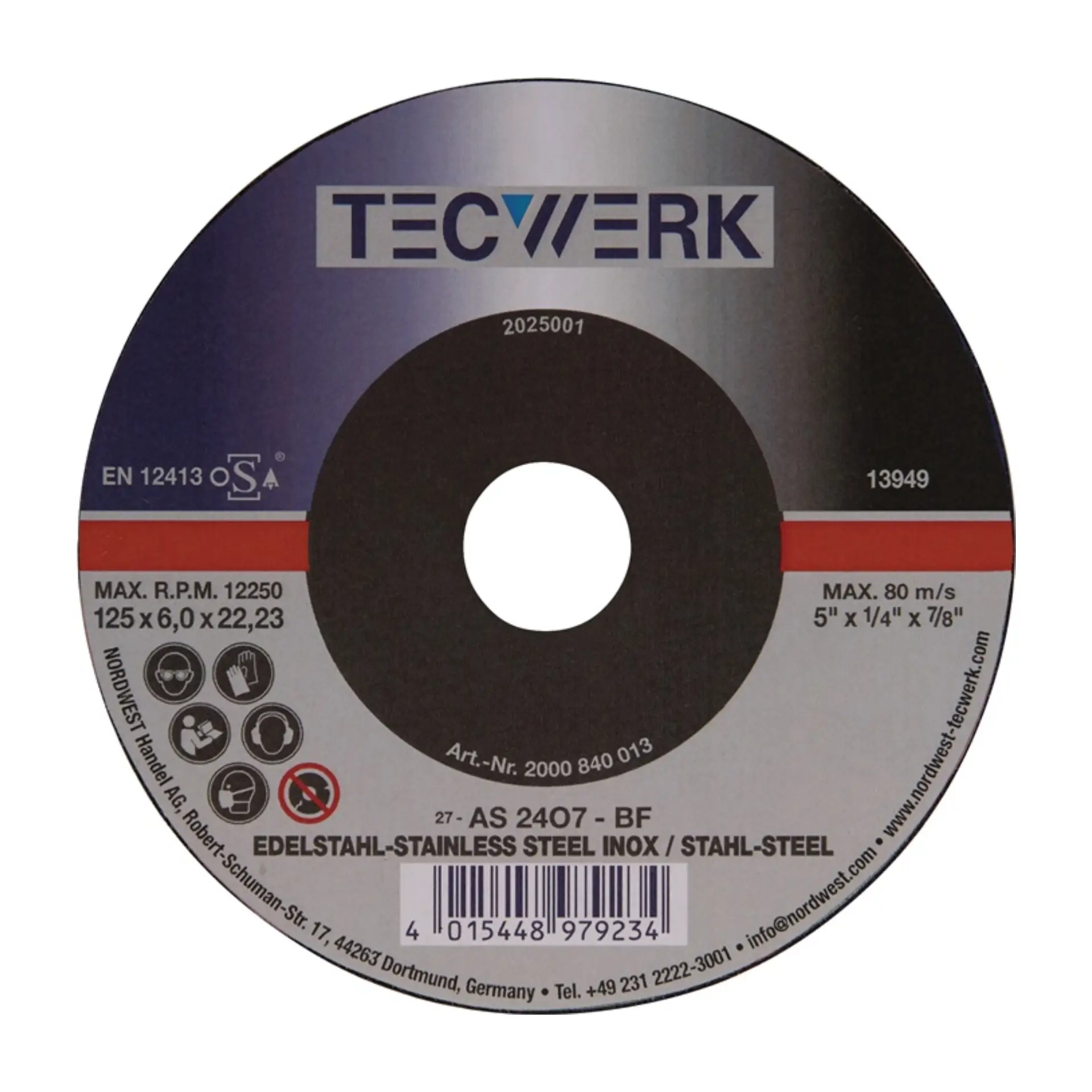 TECWERK Schruppscheibe gekröpft Universal Bohrung 22,23 mm