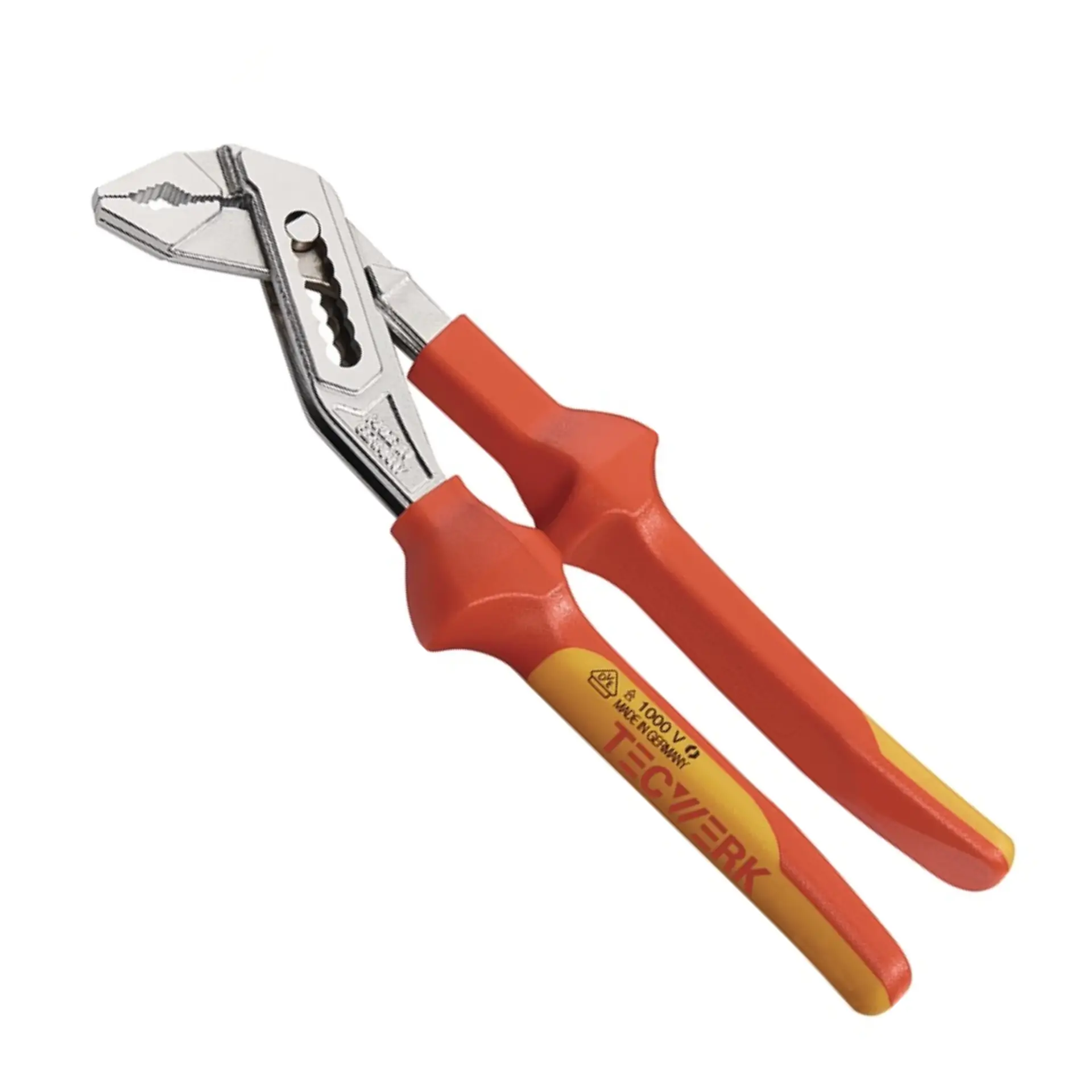 TECWERK Wasserpumpenzange verchromt VDE Mehrkomponenten-Hüllen