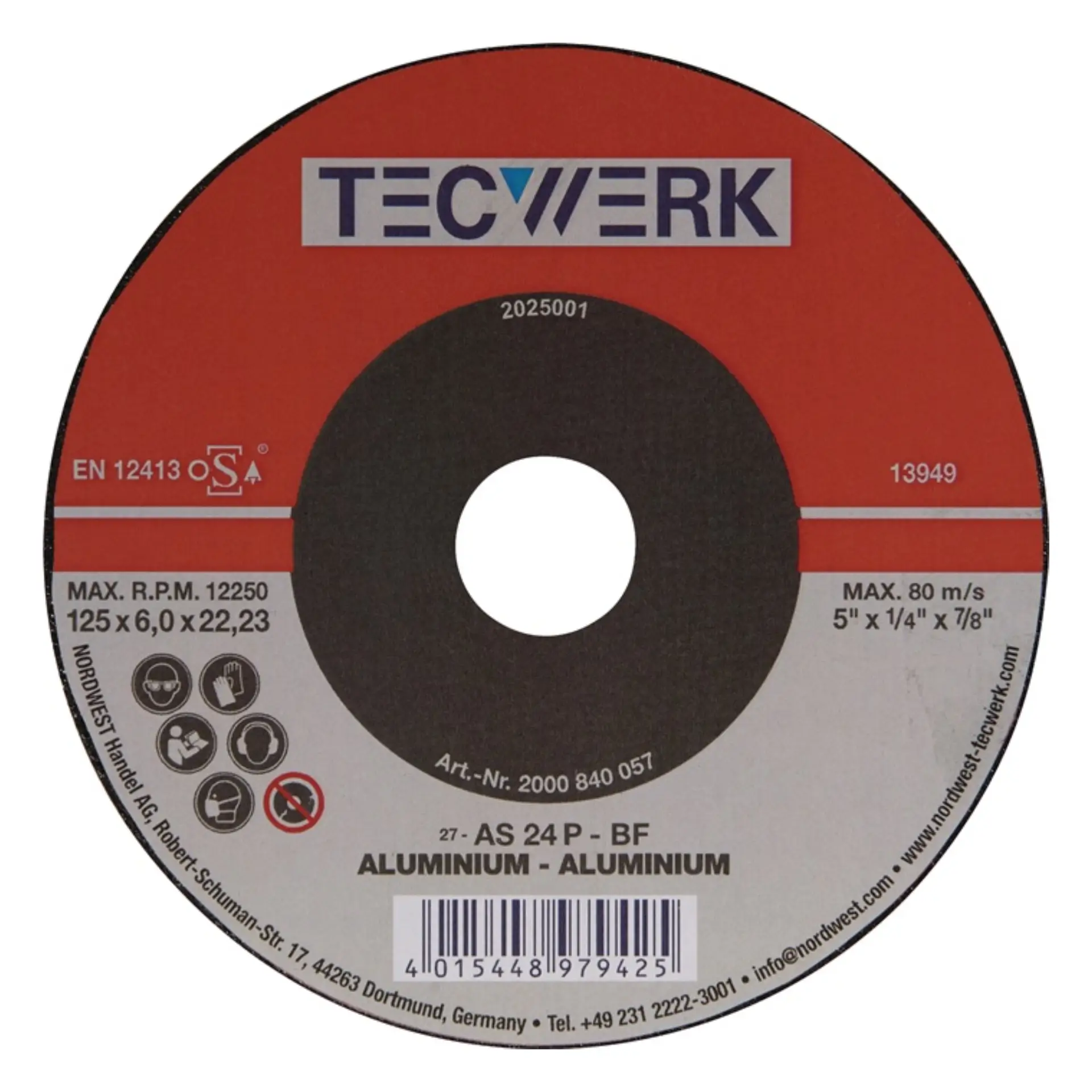 TECWERK Schruppscheibe gekröpft Aluminium Bohrung 22,23 mm