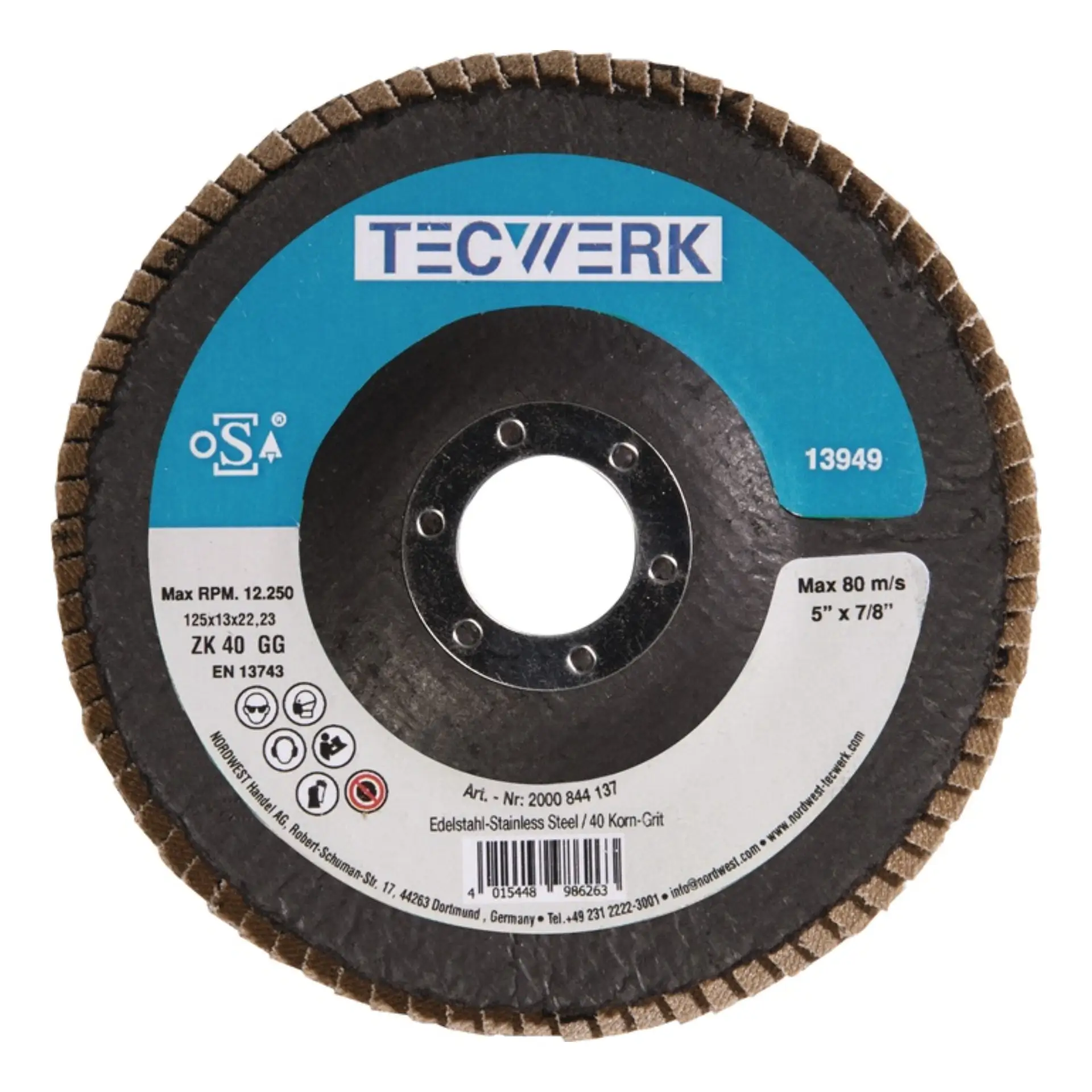 TECWERK Fächerscheibe Action INOX Zirkonkorund konisch