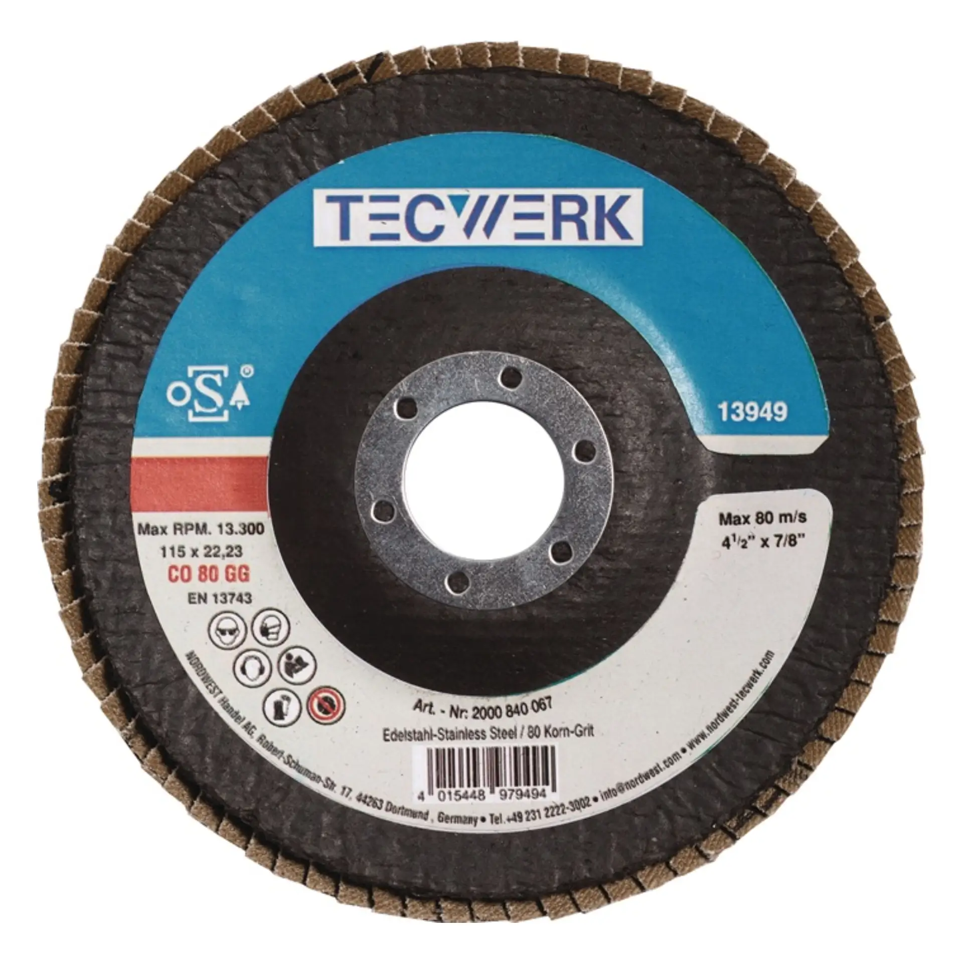 TECWERK Fächerscheibe konisch INOX Keramikkorn CO