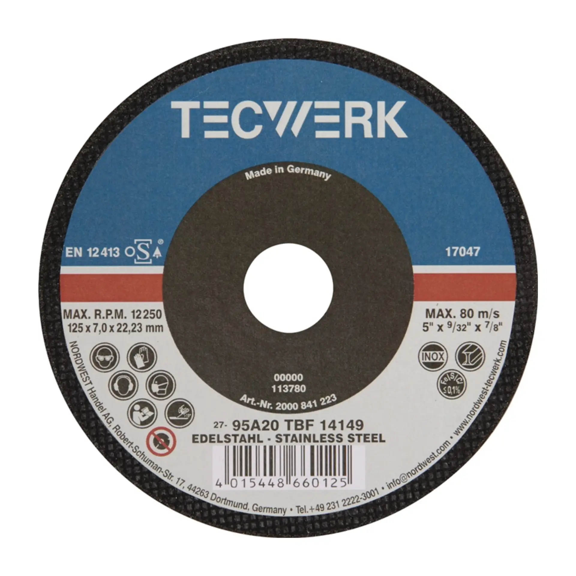 TECWERK Schruppscheibe gekröpft, Bohrung 22,23 mm